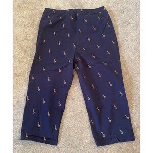 Coldwater Creek Womens Navy Giraffe Print Capri Pants W18 Cotton/Spandex